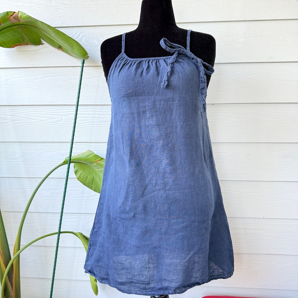Lungo L’Arno Made in Italy Linen Dress | Size S/M | Blue A-Line Sundress Italy